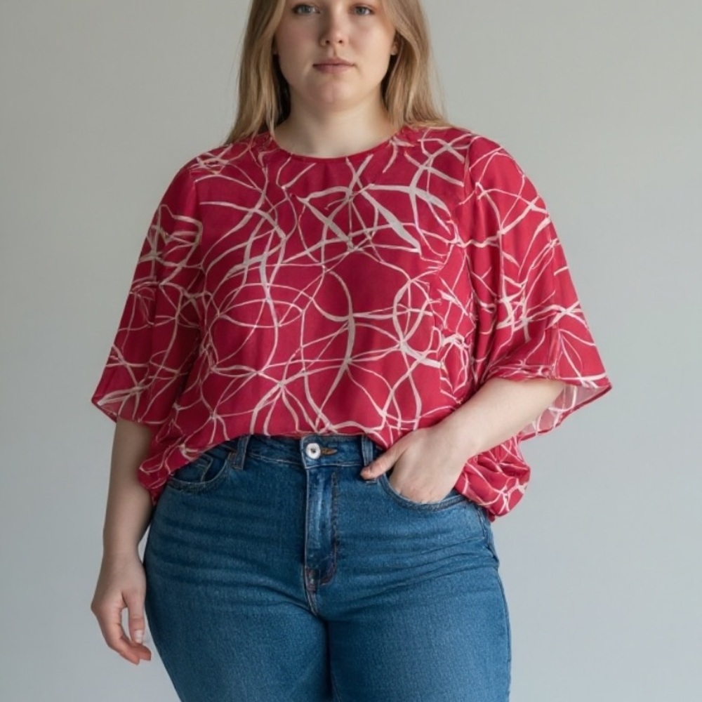 Dennis Basso Fuchsia Swirl Blouse‎